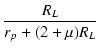 $\displaystyle {\frac{{R_L}}{{r_p+(2+\micro)R_L}}}$