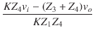 $\displaystyle {\frac{{K Z_4 v_i - (Z_3 + Z_4) v_o}}{{K Z_1 Z_4}}}$