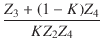 $\displaystyle {\frac{{Z_3 + (1 - K) Z_4}}{{K Z_2 Z_4}}}$