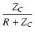 $\displaystyle {\frac{{Z_C}}{{R+Z_C}}}$