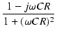 $\displaystyle {\frac{{1 - j\omega C R}}{{1 + (\omega C R)^2}}}$