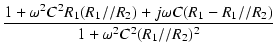 $\displaystyle {\frac{{1+\omega^2C^2R_1(R_1//R_2)+j\omega C(R_1-R_1//R_2)}}{{1 + \omega^2 C^2 (R_1 // R_2)^2}}}$