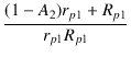 $\displaystyle {\frac{{(1 - A_2) r_{p1} + R_{p1}}}{{r_{p1} R_{p1}}}}$