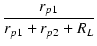 $\displaystyle {\frac{{r_{p1}}}{{r_{p1} + r_{p2} + R_L}}}$