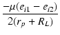 $\displaystyle {\frac{{-\micro(e_{i1}-e_{i2})}}{{2(r_p+R_L)}}}$